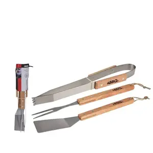 BBQ - Set d'outils /barbecue 3 pièces avec manches en