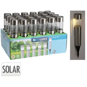 Lampe Solaire Inox Cylindrique - ProgardenVendu parcarrefour
