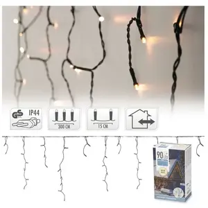 Comparateur de prix : Ledkia Rideau Guirlande LED Extérieur Carambano 3 m Blanc Chaud 2700K
