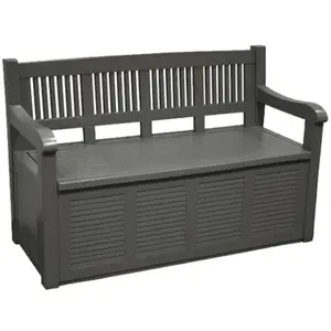 Carrefour Banc coffre de jardin en plastique - OSE - Gris - 129x60x87 cm - 249 L pas cher