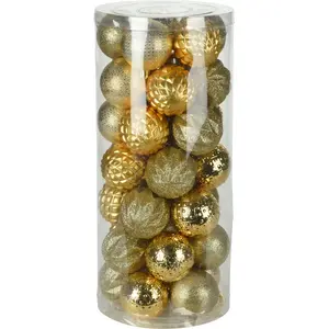 Wadiga Set de 35 boules de Noël doré - 6cm pas cher