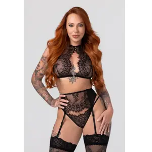 Christine - Lace 3-Piece Garter Set Simona pas cher