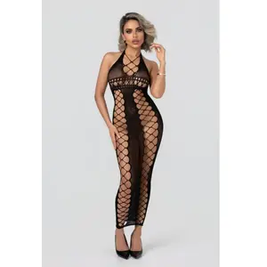 Christine - Midnight Fishnet Cut-Out Dress pas cher