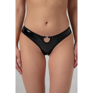 CHRISTINE Open Kruis String Dark Desire - Zwart pas cher