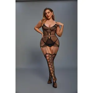 Christine Catsuit avec design porte-jarretelles noir - CurvyVendu paradam-et-eve