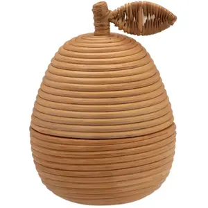 Anna + Nina - Boîte de rangement en rotin Poire Naturel taille unique pas cher