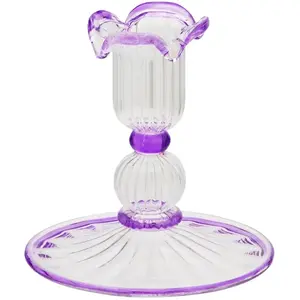 Anna + Nina - Bougeoir Jane en verre Violet taille unique pas cher