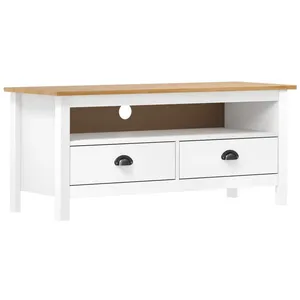 Comparateur de prix : vidaXL Meuble TV Hill Range Blanc 110x40x47 cm Bois de pin solide