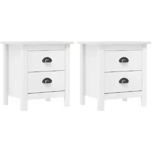 vidaXL Tables de chevet Hill 2 pcs Blanc 46x35x49,5 cm Bois pin solide pas cher