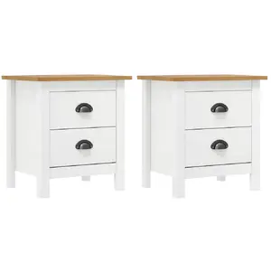 Comparateur de prix : vidaXL Tables de chevet Hill 2 pcs Blanc 46x35x49,5 cm Bois pin solide