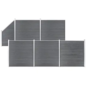 Comparateur de prix : vidaXL Ensemble de clôture WPC 5 Carré + 1 Incliné 965 x 186 cm Gris
