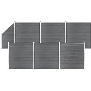 Comparateur de prix : vidaXL Ensemble de clôture WPC 6 Carré + 1 Incliné 1138x186 cm Gris
