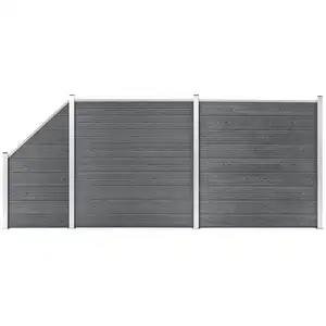 Comparateur de prix : vidaXL Ensemble de clôture WPC 2 Carré + 1 Incliné 446 x 186 cm Gris