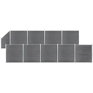 Comparateur de prix : vidaXL Ensemble de clôture WPC 9 Carré + 1 Incliné 1657x186 cm Gris