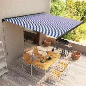 Comparateur de prix : vidaXL Store à cassette manuel 400x300 cm Bleu et blanc