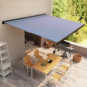 Comparateur de prix : vidaXL Store à cassette motorisé 350x250 cm Bleu et blanc
