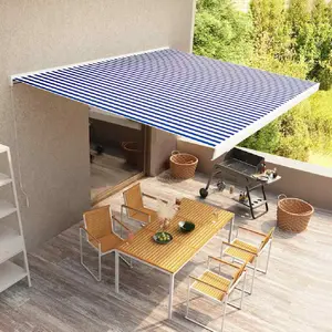 Comparateur de prix : vidaXL Store à cassette manuel 400x300 cm Bleu et blanc