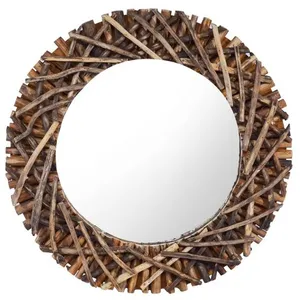 Comparateur de prix : vidaXL Miroir mural 60 cm Teck Rond