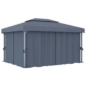 Comparateur de prix : vidaXL Tonnelle avec rideau 4x3 m Anthracite Aluminium