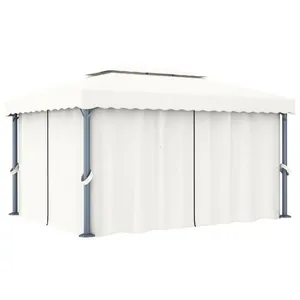 Comparateur de prix : vidaXL Tonnelle avec rideau 4x3 m Blanc crème Aluminium