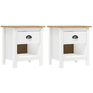 Comparateur de prix : vidaXL Tables de chevet 2 pcs Hill 46x35x49,5 cm Bois de pin solide