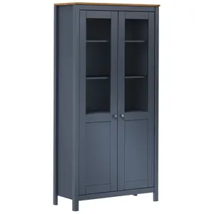 vidaXL Buffet Hill Gris 85x37x170,5 cm Bois de pin solide pas cher