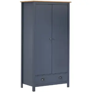 vidaXL Garde-robe à 2 portes Hill Gris 89x50x170cm Bois de pin solide pas cher