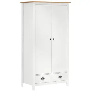 Comparateur de prix : vidaXL Garde-robe à 2 portes Hill Blanc 89x50x170cm Bois de pin solide