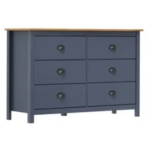 vidaXL Buffet Hill Gris 125x40x80 cm Bois de pin solide pas cher