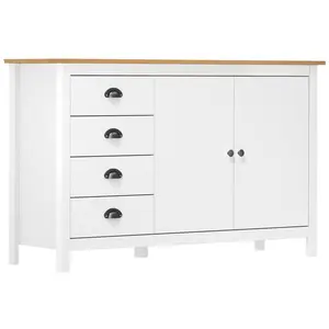 vidaXL Buffet Hill Blanc 130x40x80 cm Bois de pin solide
