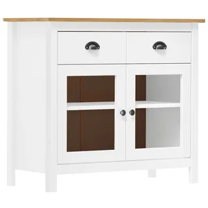 vidaXL Buffet Hill Blanc 90x40x80 cm Bois de pin solide pas cher