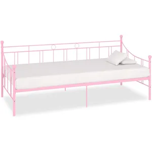 vidaXL Cadre de lit de repos Rose Métal 90 x 200 cm pas cher