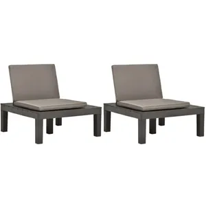 vidaXL Chaises de salon de jardin et coussins 2pc Plastique Anthracite