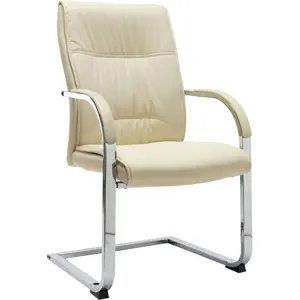 Comparateur de prix : vidaXL Chaise de bureau cantilever Crème Similicuir