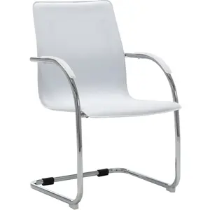 vidaXL Chaise de bureau cantilever Blanc Similicuir pas cher