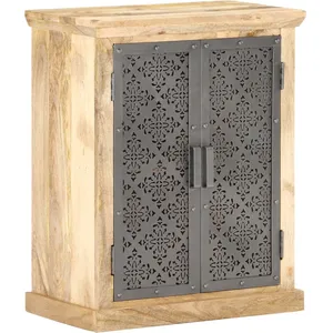 Comparateur de prix : vidaXL Buffet avec portes en acier 60x35x75 cm Bois de manguier solide