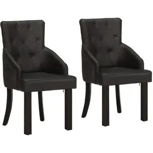 vidaXL Chaises à manger lot de 2 noir cuir de chèvre véritable pas cher