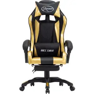 Comparateur de prix : vidaXL Fauteuil de jeux vidéo avec repose-pied Doré et noir Similicuir