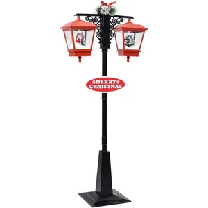 Comparateur de prix : vidaXL Lampadaire de Noël avec Père Noël Noir et rouge 81x40x188cm PVC