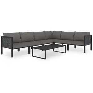 vidaXL Salon de jardin 7 pcs avec coussins Résine tressée Anthracite pas cher