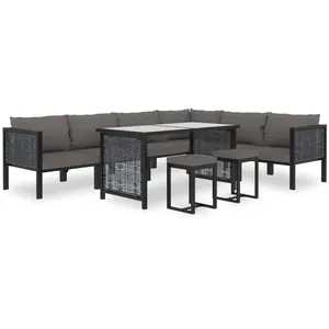 vidaXL Salon de jardin 9 pcs avec coussins Résine tressée Anthracite