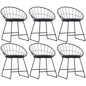 vidaXL Chaises à manger similicuir lot de 6 noir acier