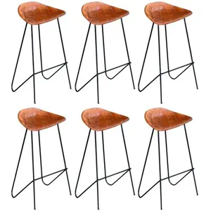 Comparateur de prix : VIDAXL Chaises de bar lot de 6 marron cuir véritable
