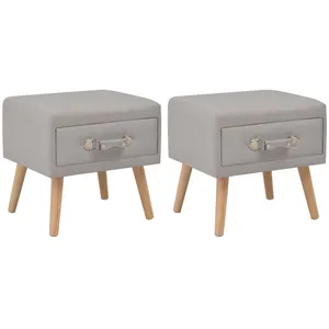 vidaXL Tables de chevet 2 pcs Gris 40x35x40 cm Tissu pas cher