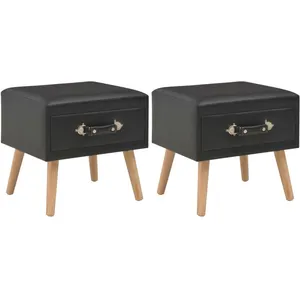 vidaXL Tables de chevet 2 pcs Noir 40x35x40 cm Similicuir pas cher