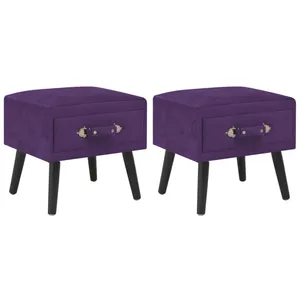 vidaXL Tables de chevet 2 pcs Violet foncé 40x35x40 cm Velours pas cher