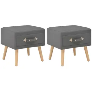 vidaXL Tables de chevet 2 pcs Gris foncé 40x35x40 cm Tissu pas cher