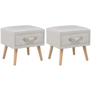 Comparateur de prix : vidaXL Tables de chevet 2 pcs Blanc 40x35x40 cm Similicuir