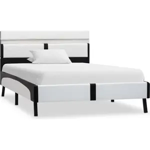 Comparateur de prix : Cadre de lit avec LED Blanc et noir Similicuir 90x200 cm