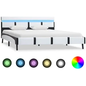 vidaXL Cadre de lit avec LED Blanc Similicuir 120 x 200 cm pas cher